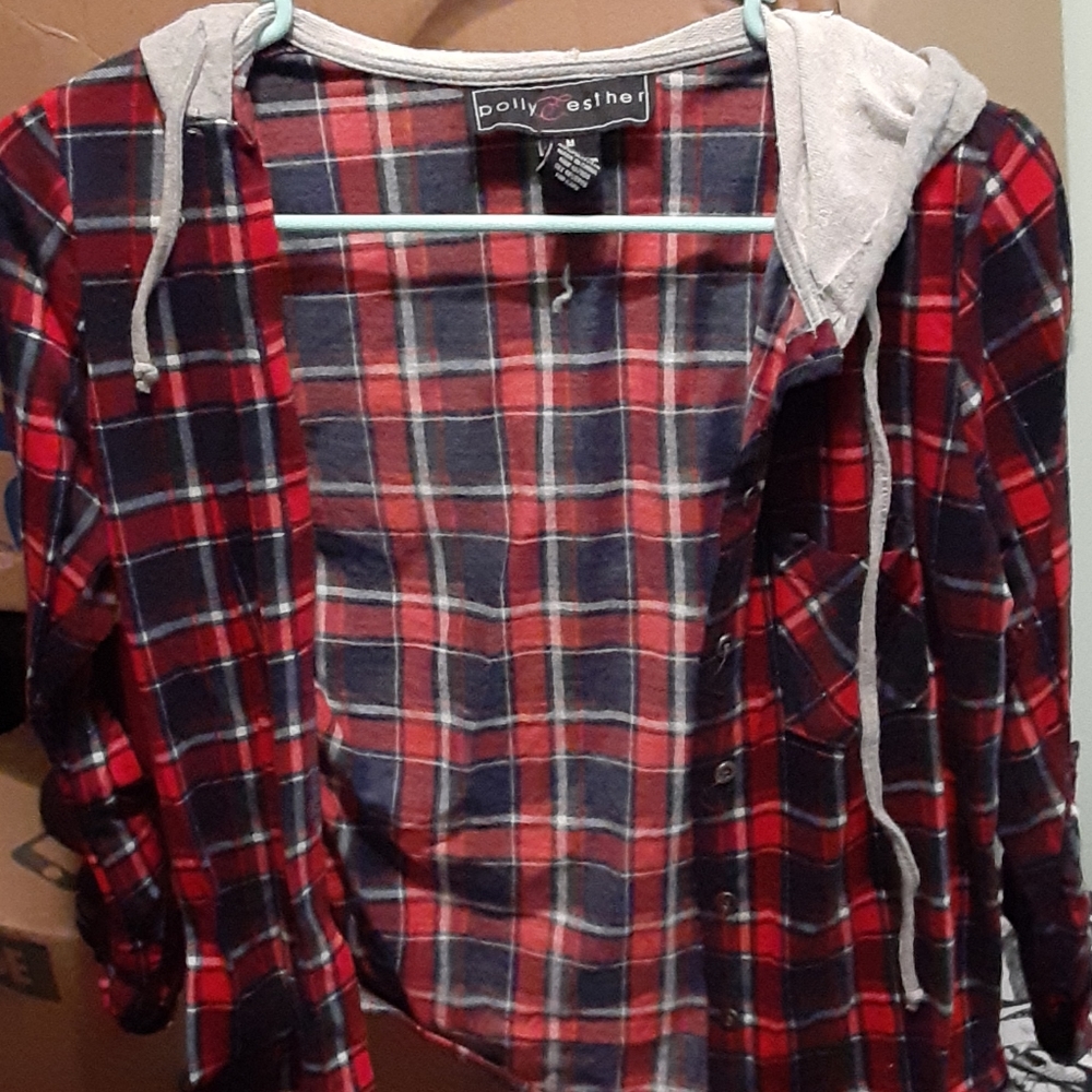 Checkered shirt with grey Hood